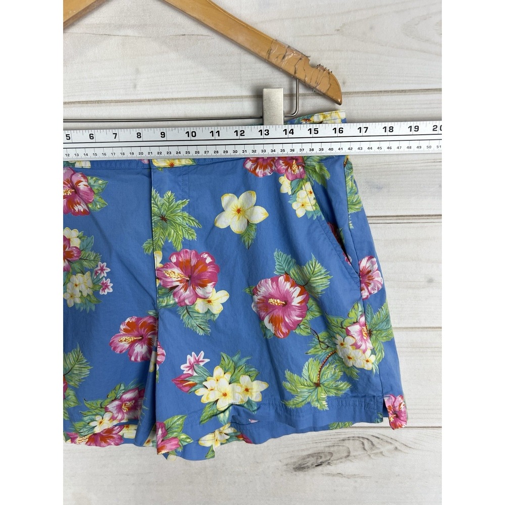 VTG Ralph Lauren Shorts Womens 12 Floral Blue Stretch Pockets Tropical logo - Picture 5 of 8